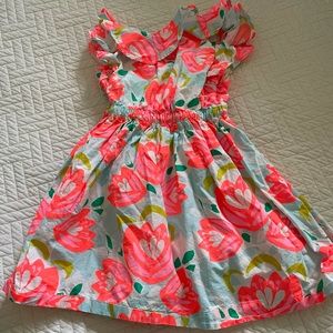 J. Crew crewcuts little girls orange & white floral print dress. EUC. Size 6.
